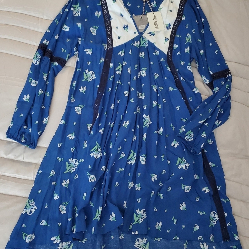 Floral Blue Women's Dress Size M